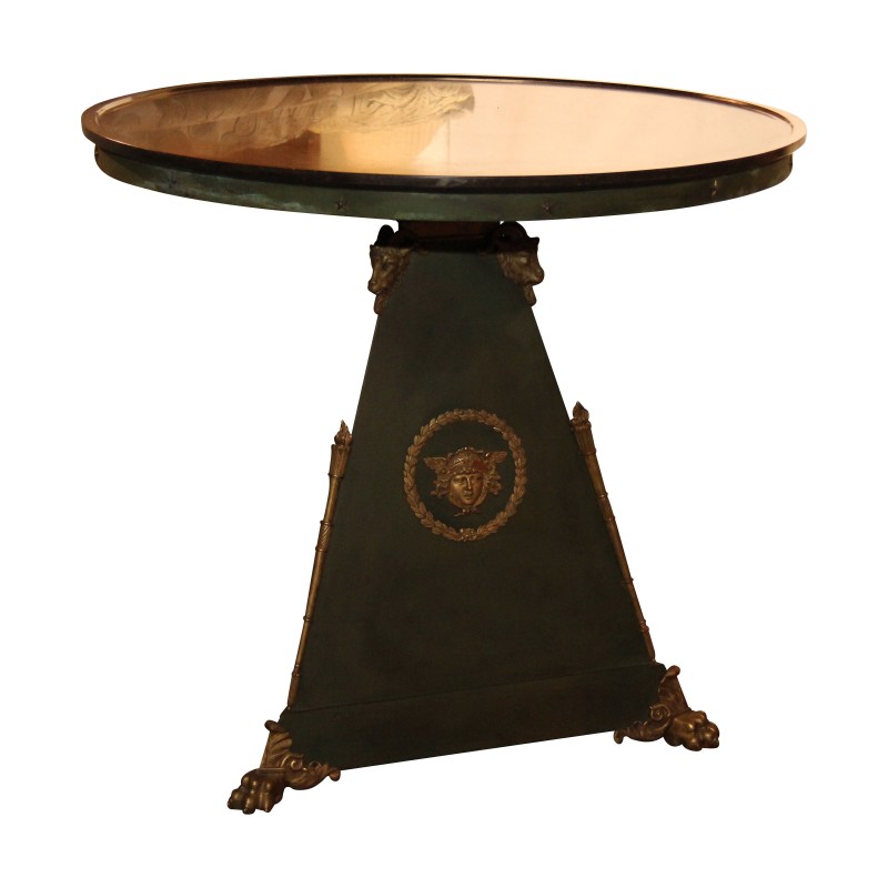 Table - pedestal table, Napoleon Campaign model, in sheet metal and top … - Moinat - End tables, Bouillotte tables, Bedside tables, Pedestal tables Table - pedestal table, Napoleon Campaign model, in sheet metal and top … - Moinat - End tables, Bouillotte tables, Bedside tables, Pedestal tables